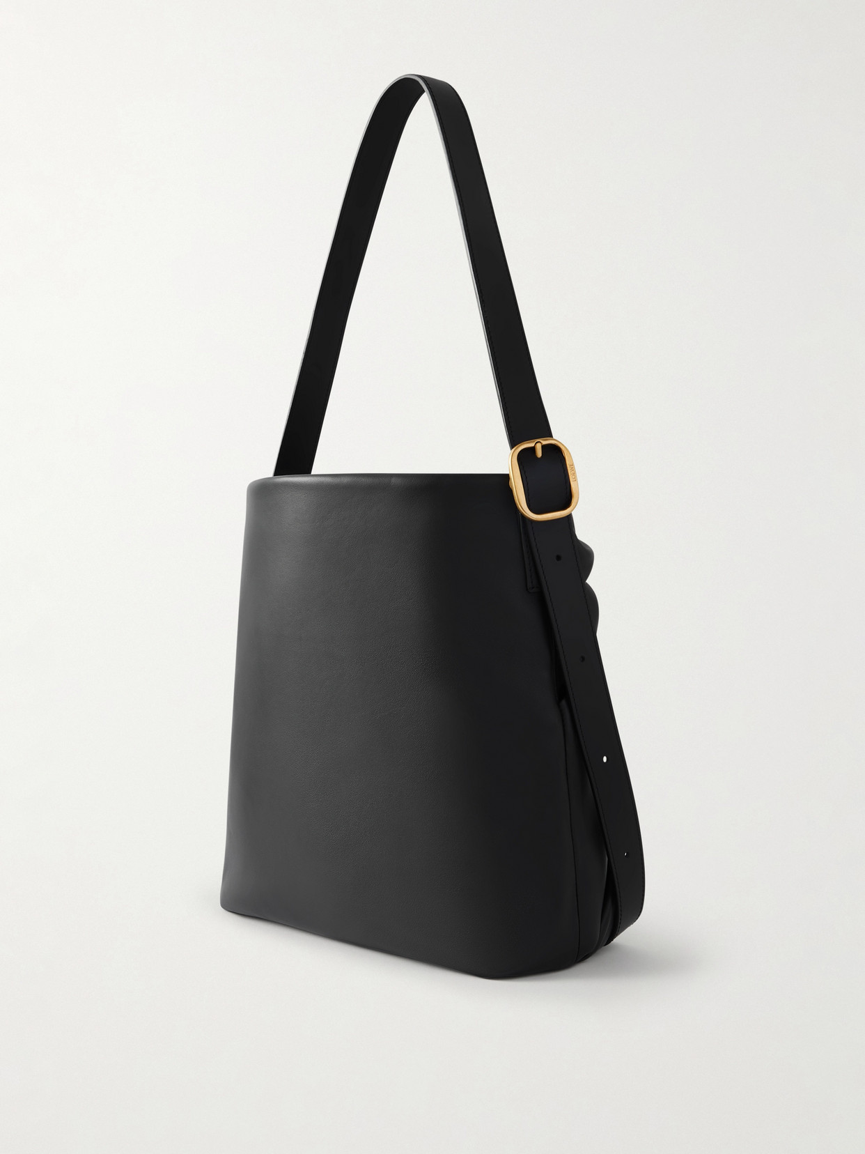 Loewe Featherlight Gathered Leather Tote In Black