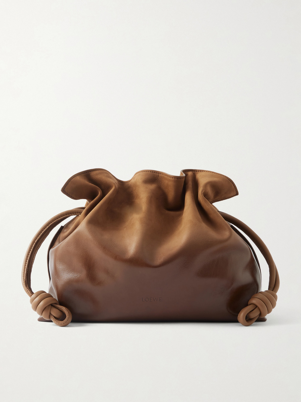 Loewe Flamenco Medium Dégradé Patent-nubuck Clutch In Brown