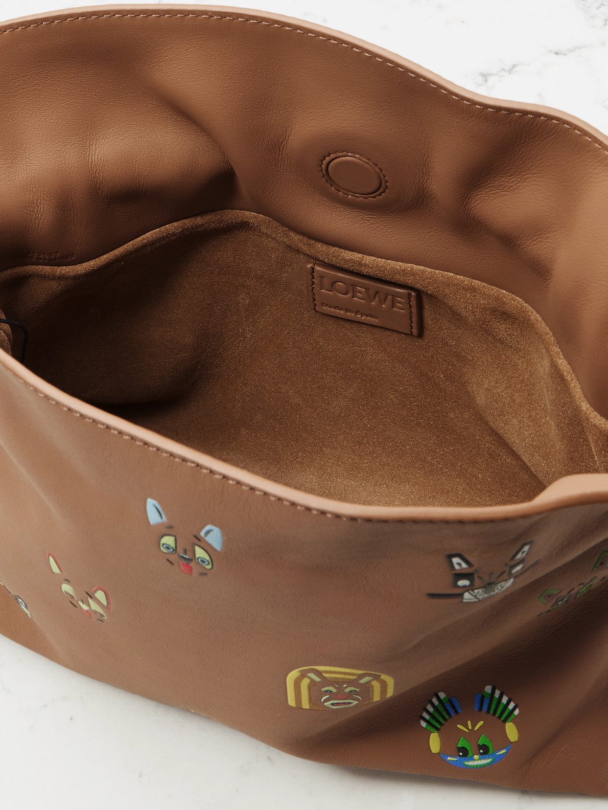 Loewe Flamenco Cats Mini Printed Leather Clutch In Neutral