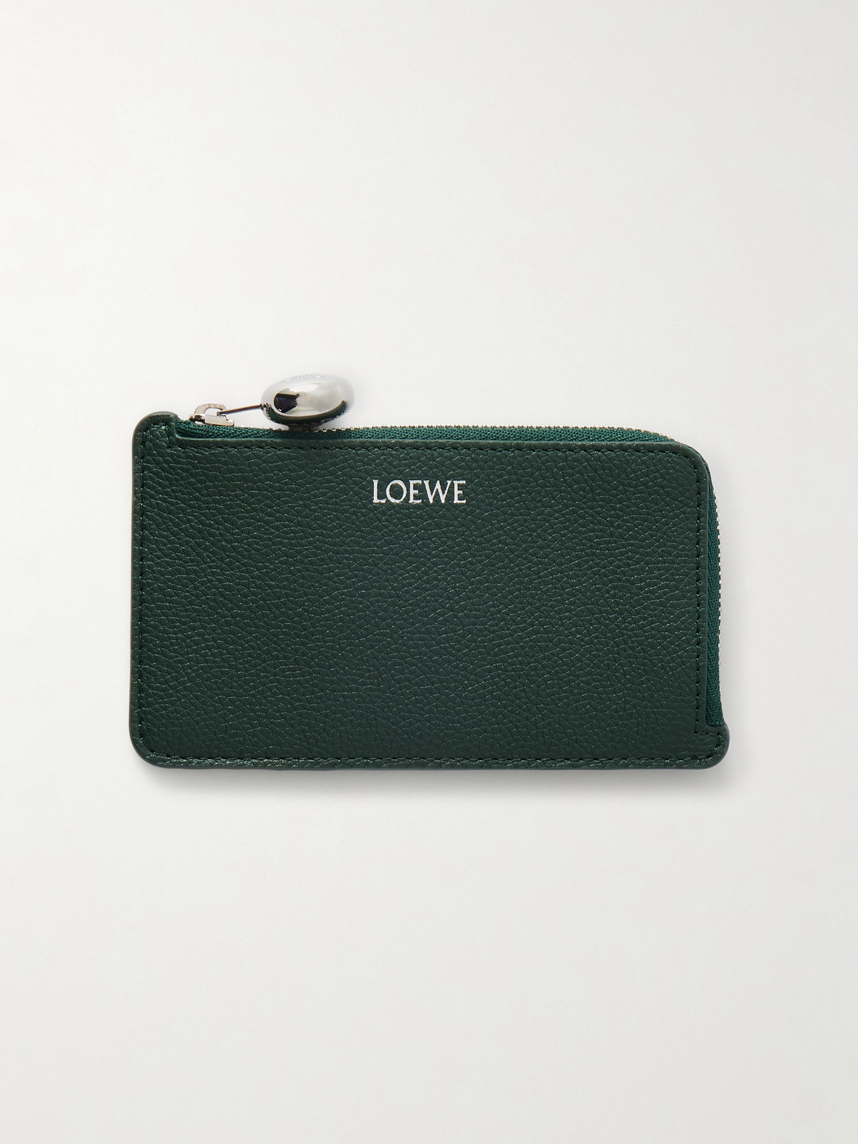 Loewe Textured-leather Cardholder In Green