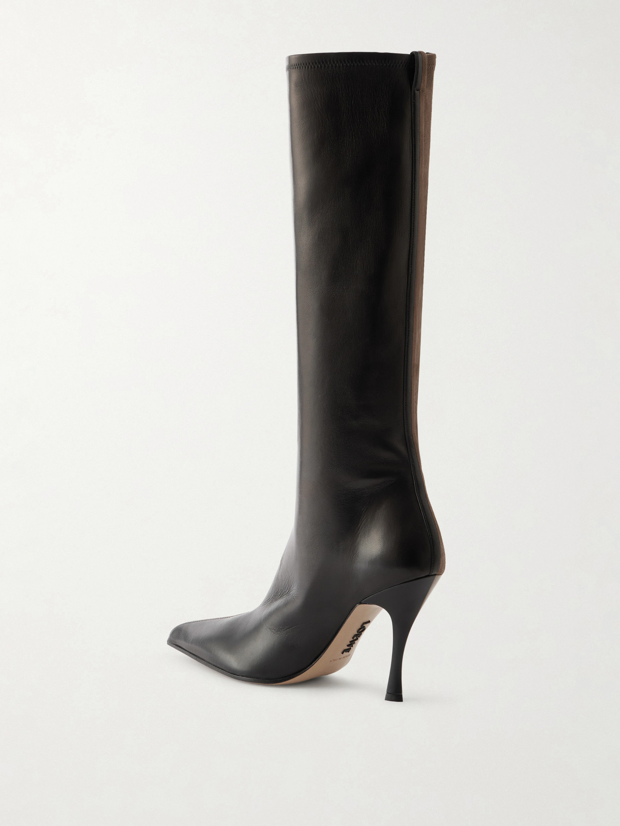 Comic Embellished Stretch-Leather And Suede Knee Boots