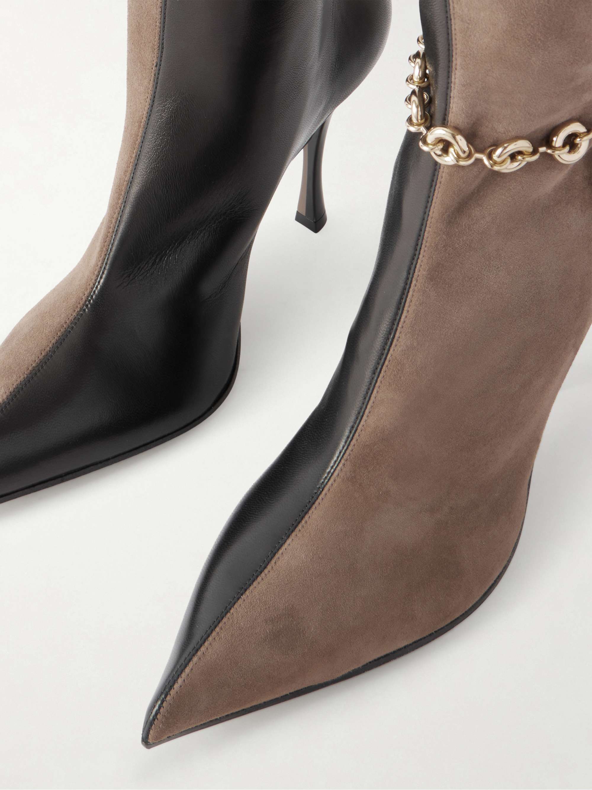 LOEWE Comic embellished stretch-leather and suede knee boots | NET