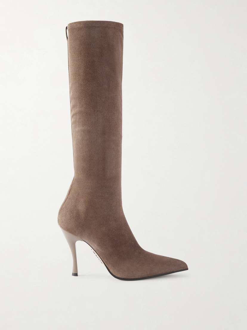 Loewe Comic Embellished Stretch-leather And Suede Knee Boots