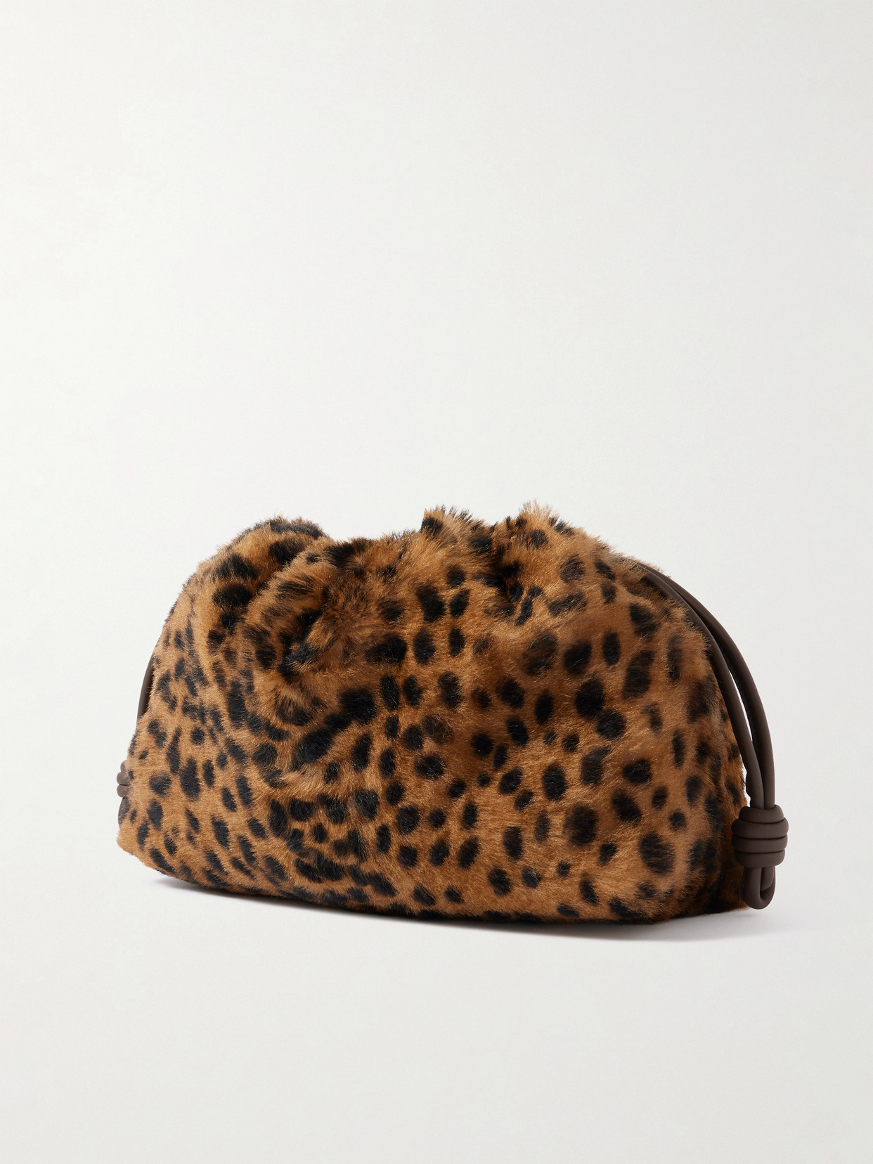 Loewe Flamenco Medium Leather-trimmed Leopard-print Shearling Clutch In Multi