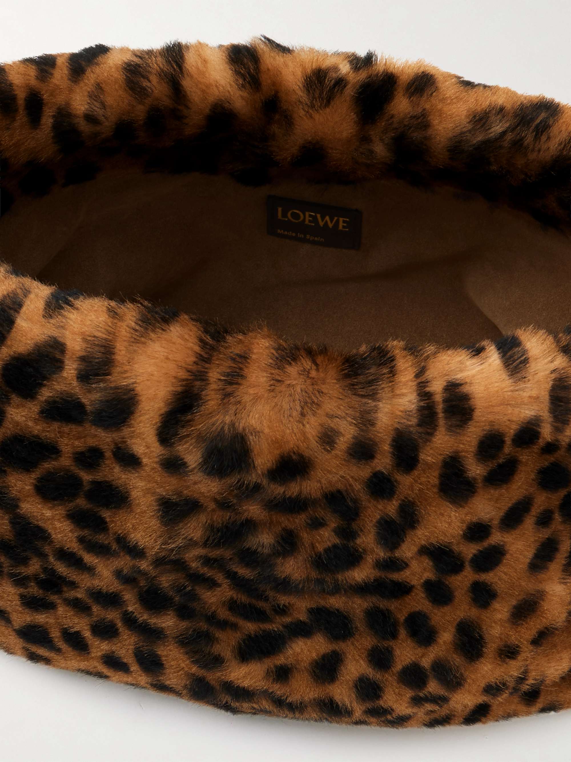 LOEWE Flamenco medium leather-trimmed leopard-print shearling