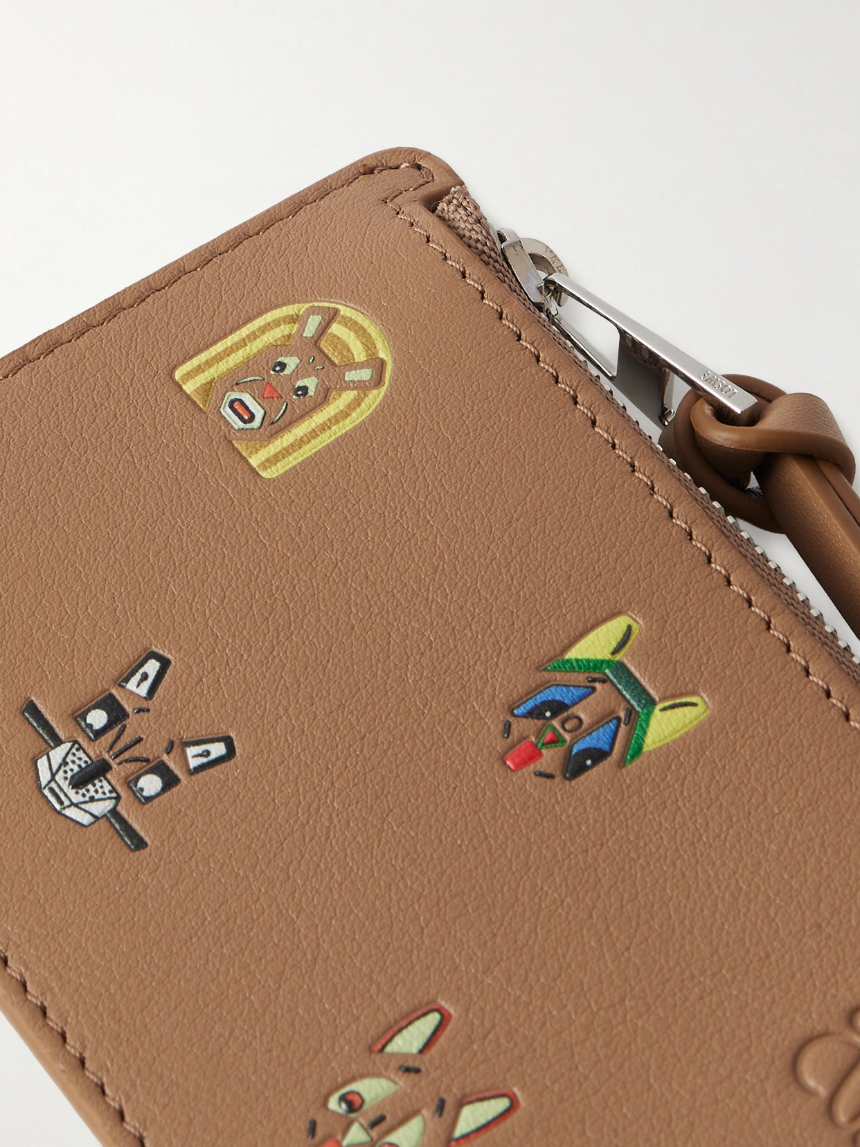 Loewe Cats Printed Leather Cardholder In Neutral