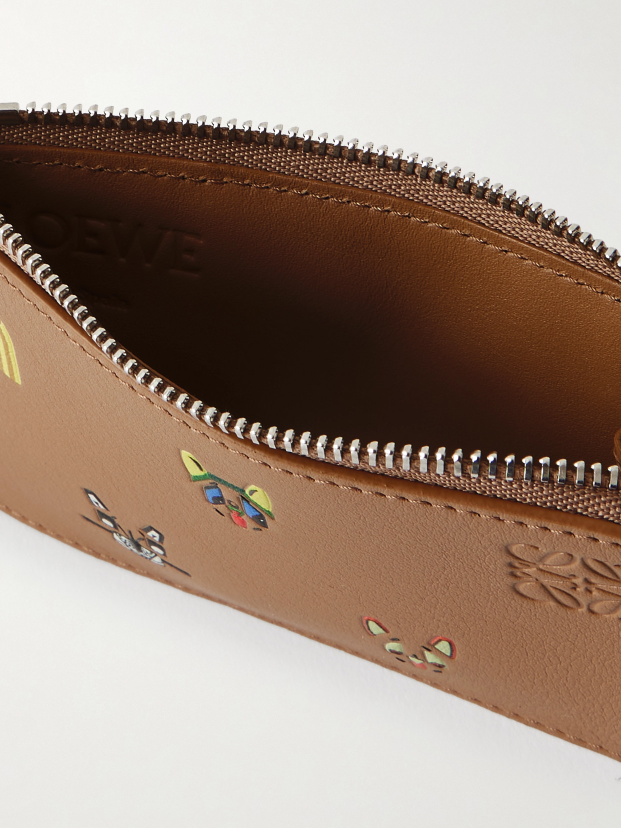 Loewe Cats Printed Leather Cardholder In Neutral