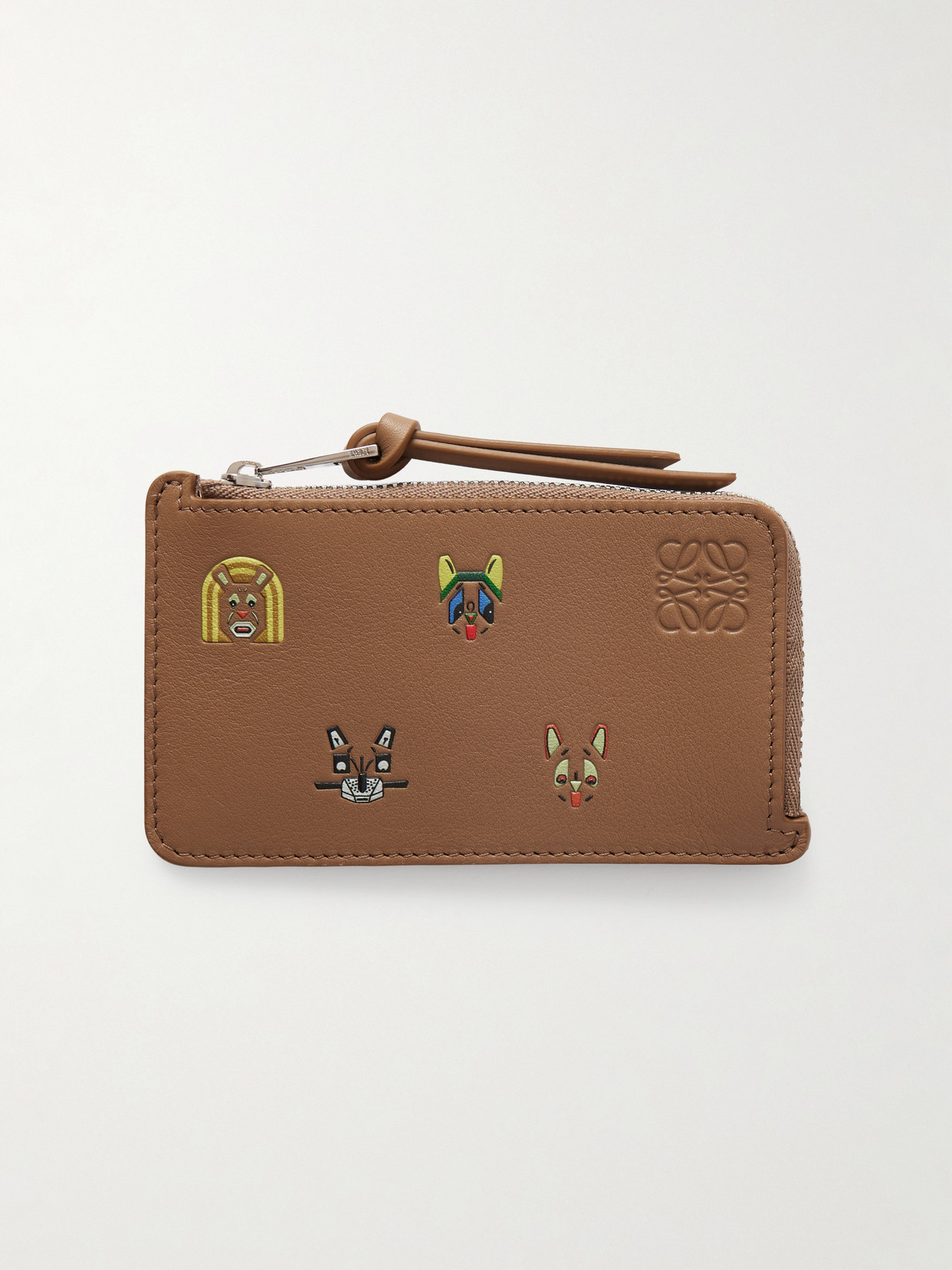 Loewe Cats Printed Leather Cardholder In Neutral