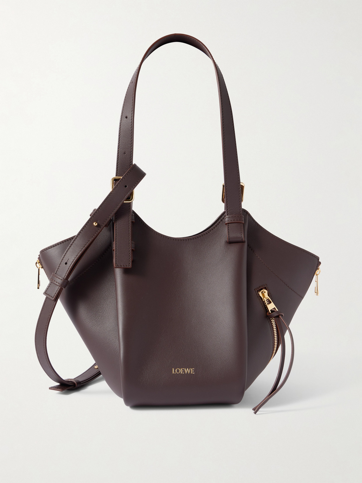 Loewe Hammock Flip Leather Tote In Brown