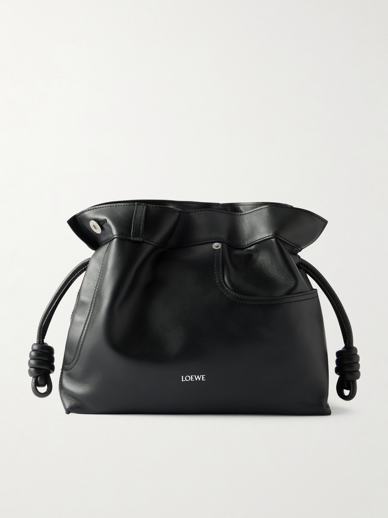 Loewe Flamenco Panta Medium Leather Clutch In Black