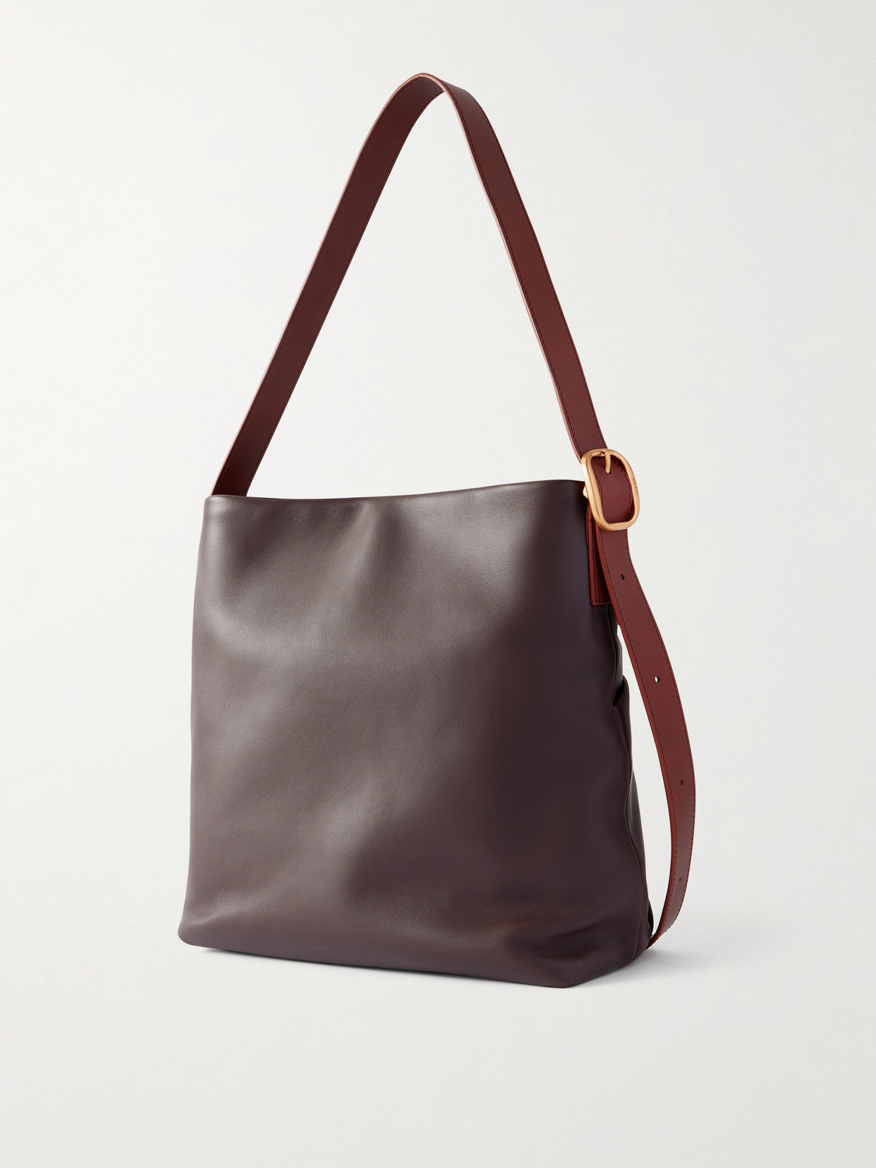 Loewe Featherlight Gathered Leather Tote In Brown