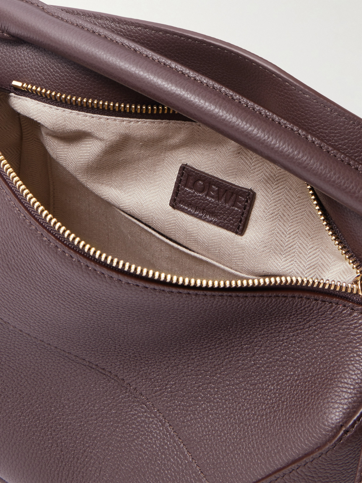 Loewe Puzzle Edge Small Textured-leather Shoulder Bag In Brown