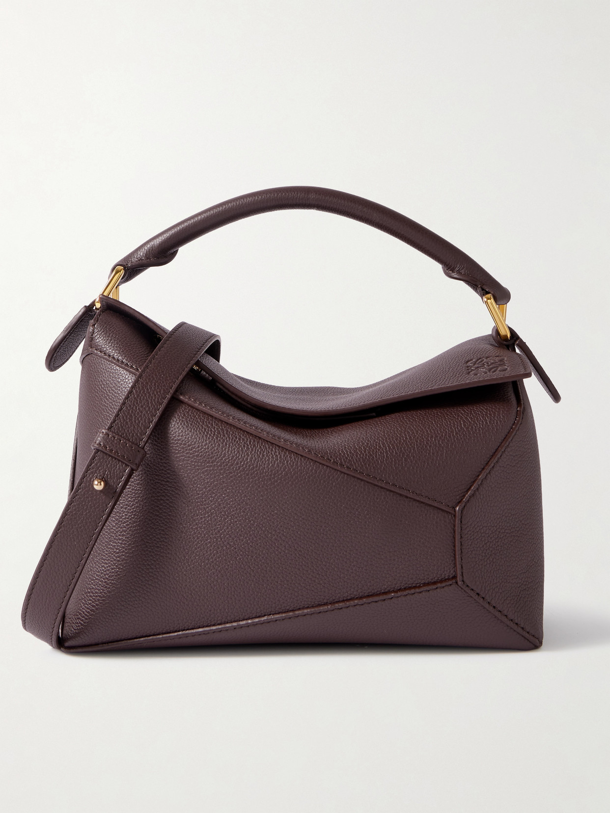 Loewe Puzzle Edge Small Textured-leather Shoulder Bag In Brown