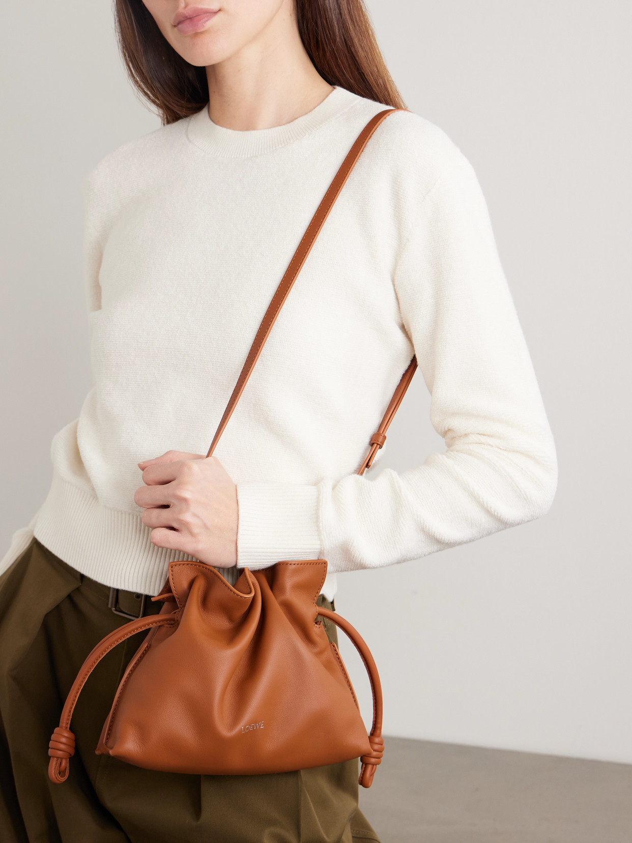 Loewe Flamenco Mini Leather Clutch In Brown