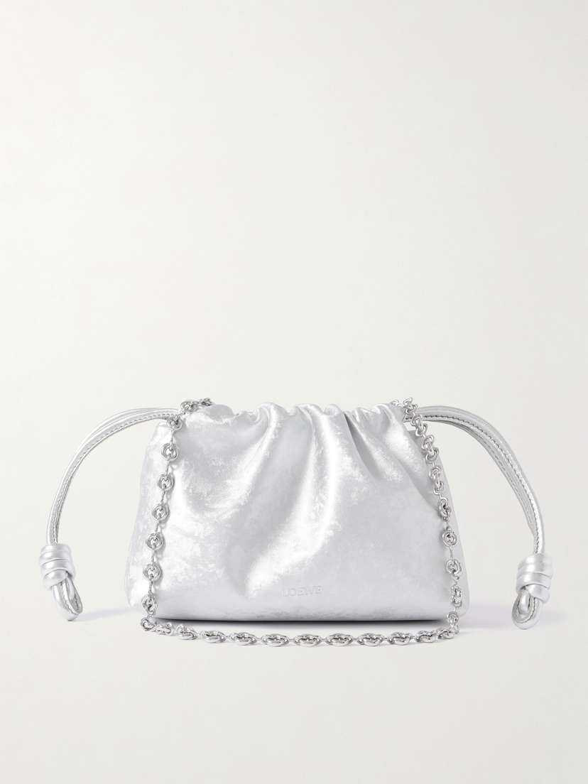Loewe Flamenco Mini Metallic Leather Clutch