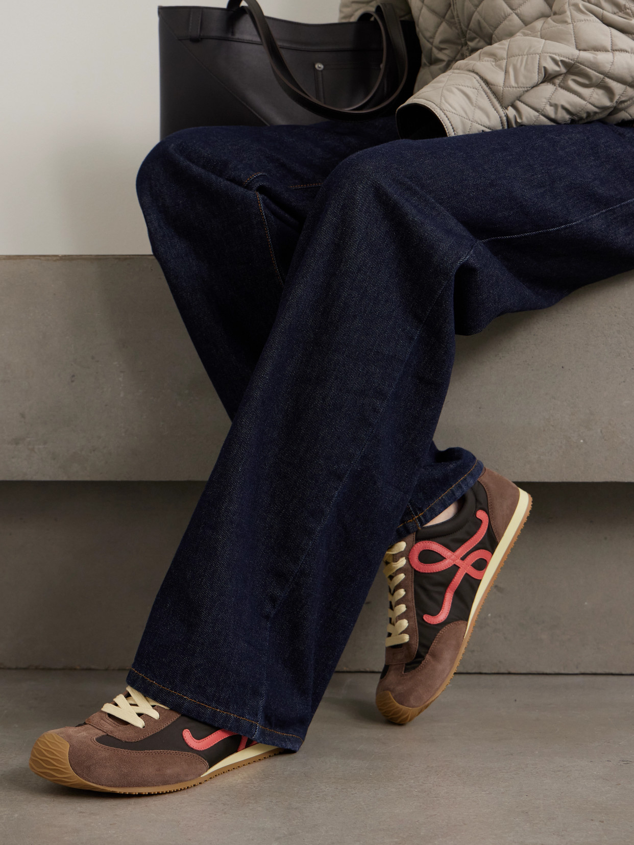 Loewe Multicolor Canvas And Suede Ballet Runner 2.0 Snea In Brown