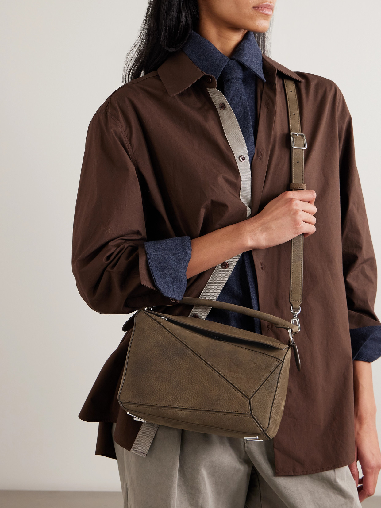 Puzzle Small Textured-Nubuck Shoulder Bag