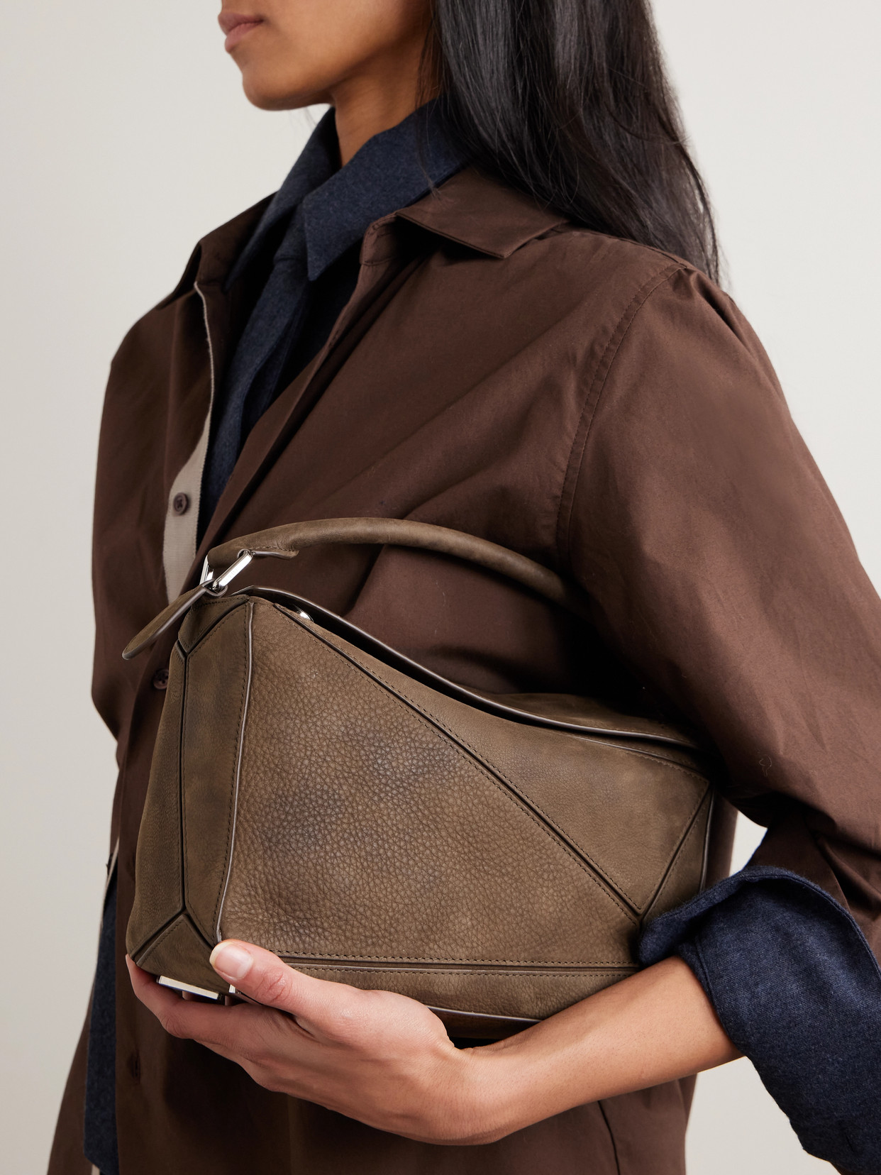 Puzzle Small Textured-Nubuck Shoulder Bag