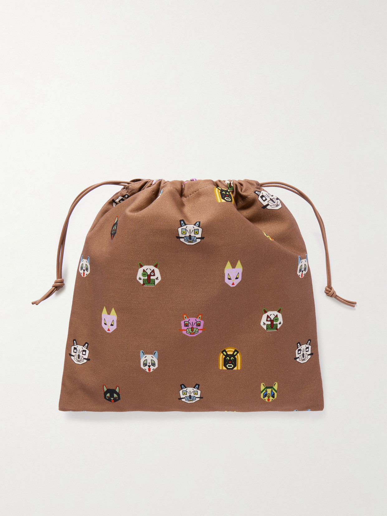 Loewe Leather-trimmed Printed Cotton-twill Pouch In Multi