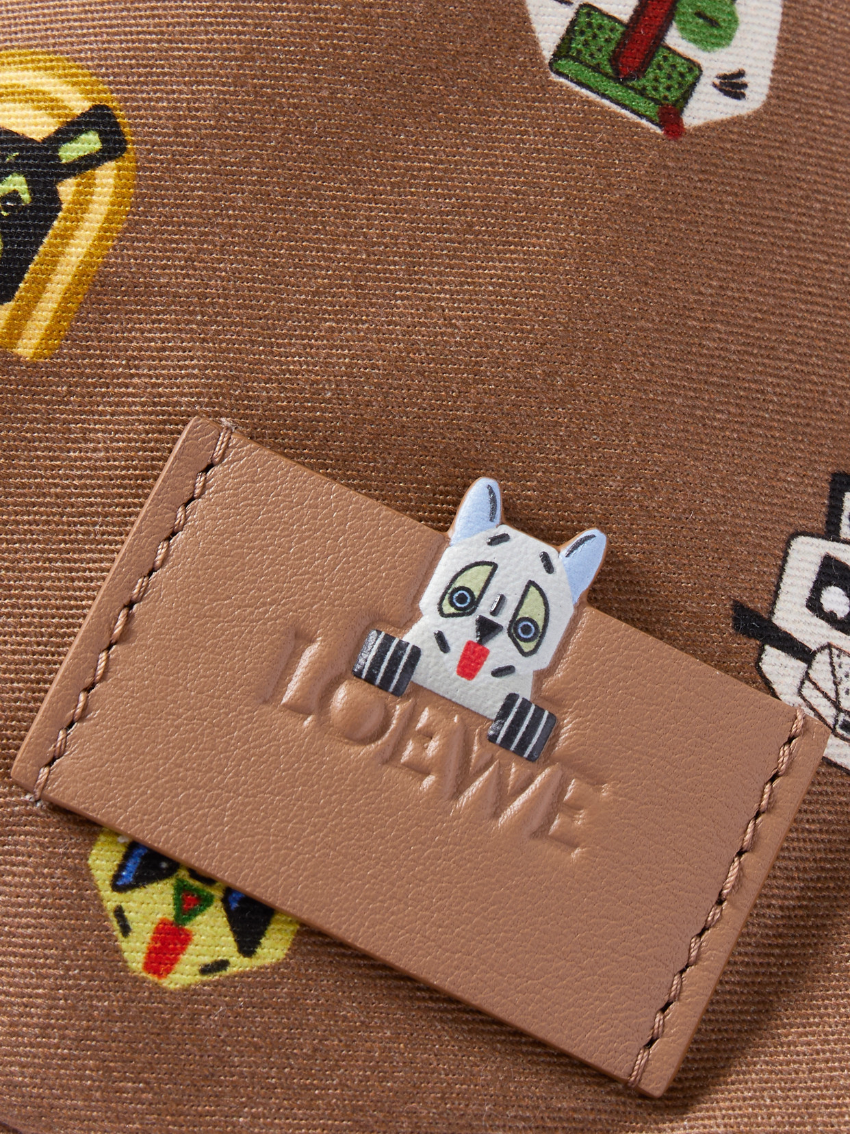 Loewe Leather-trimmed Printed Cotton-twill Pouch In Multi