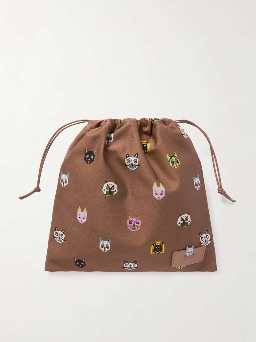 Loewe + Louis Wain Leather-trimmed Printed Cotton-twill Pouch