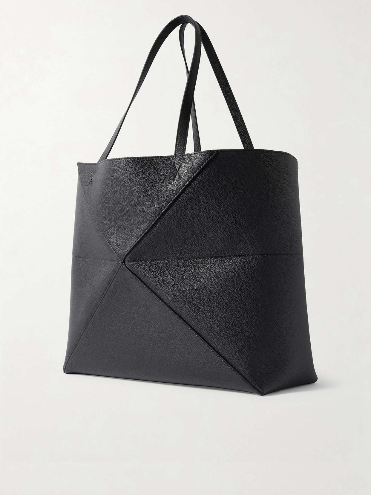 Puzzle Fold Horizontal Large Textured-Leather Tote