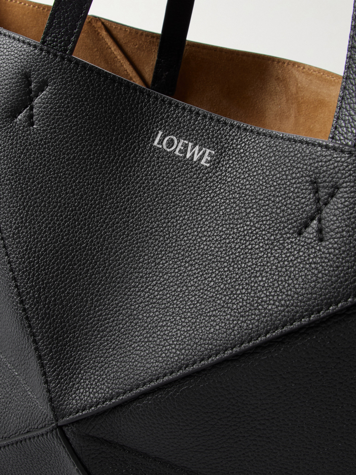 Puzzle Fold Horizontal Large Textured-Leather Tote