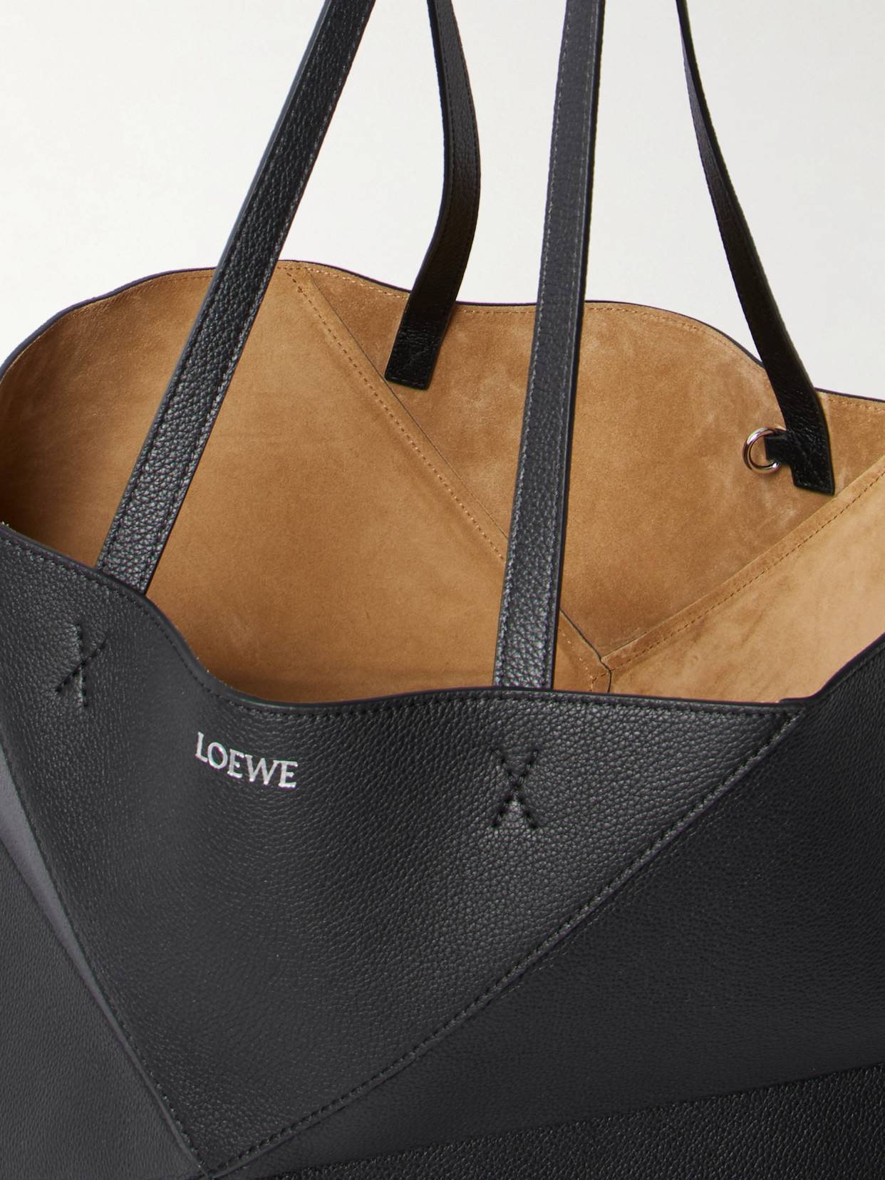 Puzzle Fold Horizontal Large Textured-Leather Tote