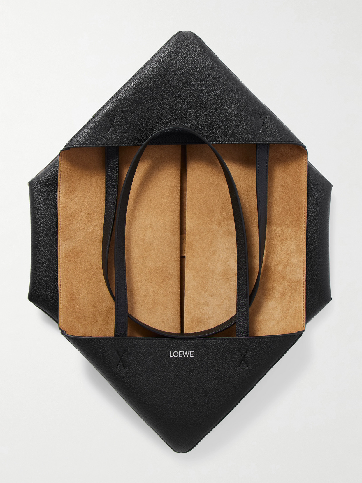 Puzzle Fold Horizontal Large Textured-Leather Tote