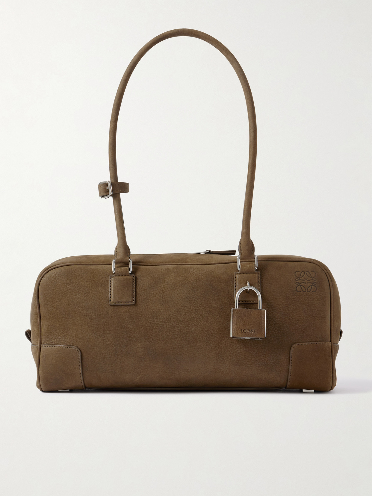 Loewe Amazona 31 Debossed Nubuck Shoulder Bag In Brown