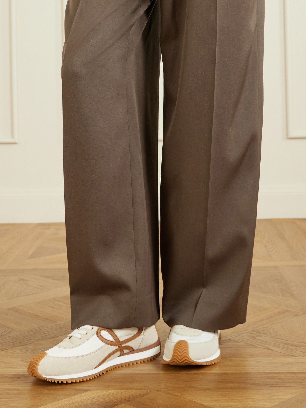 Flow Runner 2.0 Leather-Trimmed Shell And Sneakers