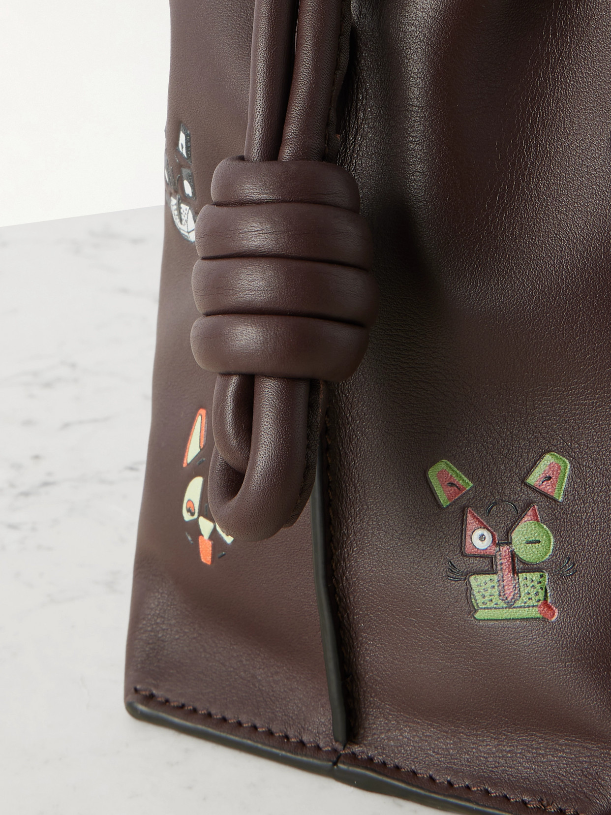 Loewe + Louis Wain Flamenco Cats Mini Printed Leather Clutch In Brown