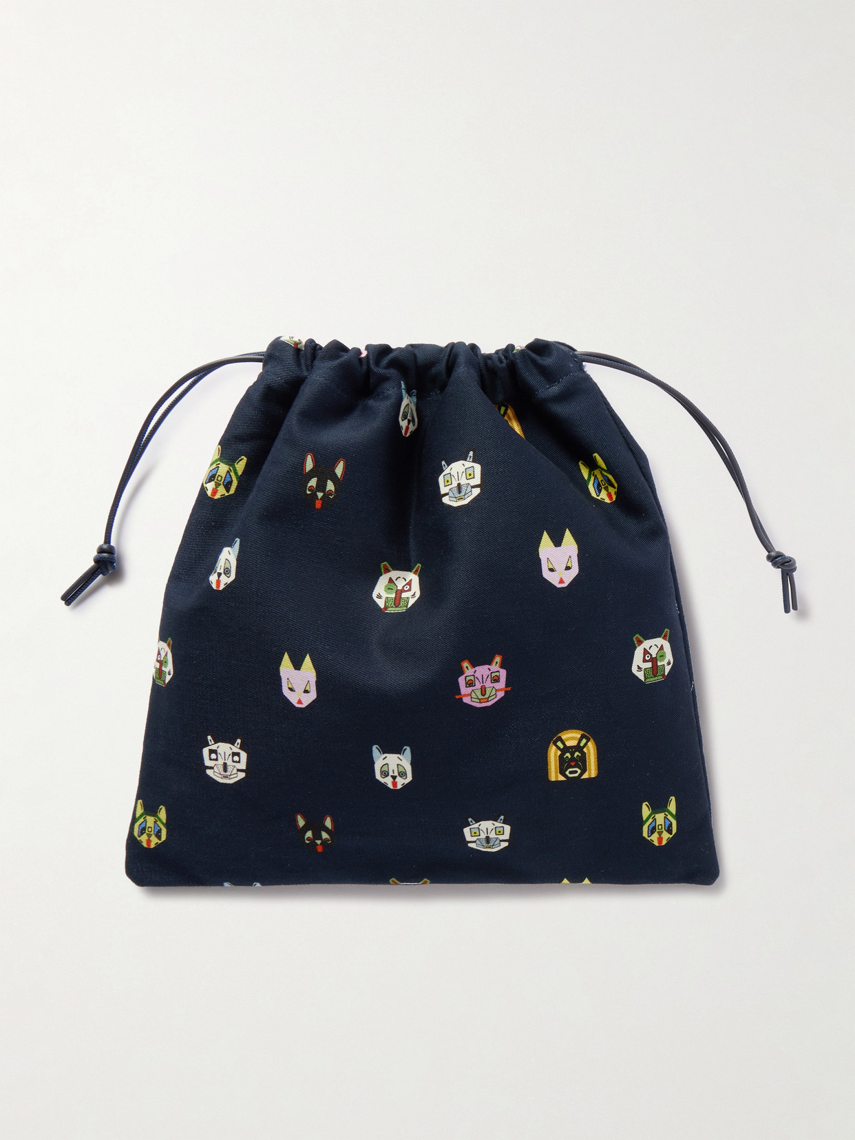 Loewe Leather-trimmed Printed Cotton-twill Pouch In Multi