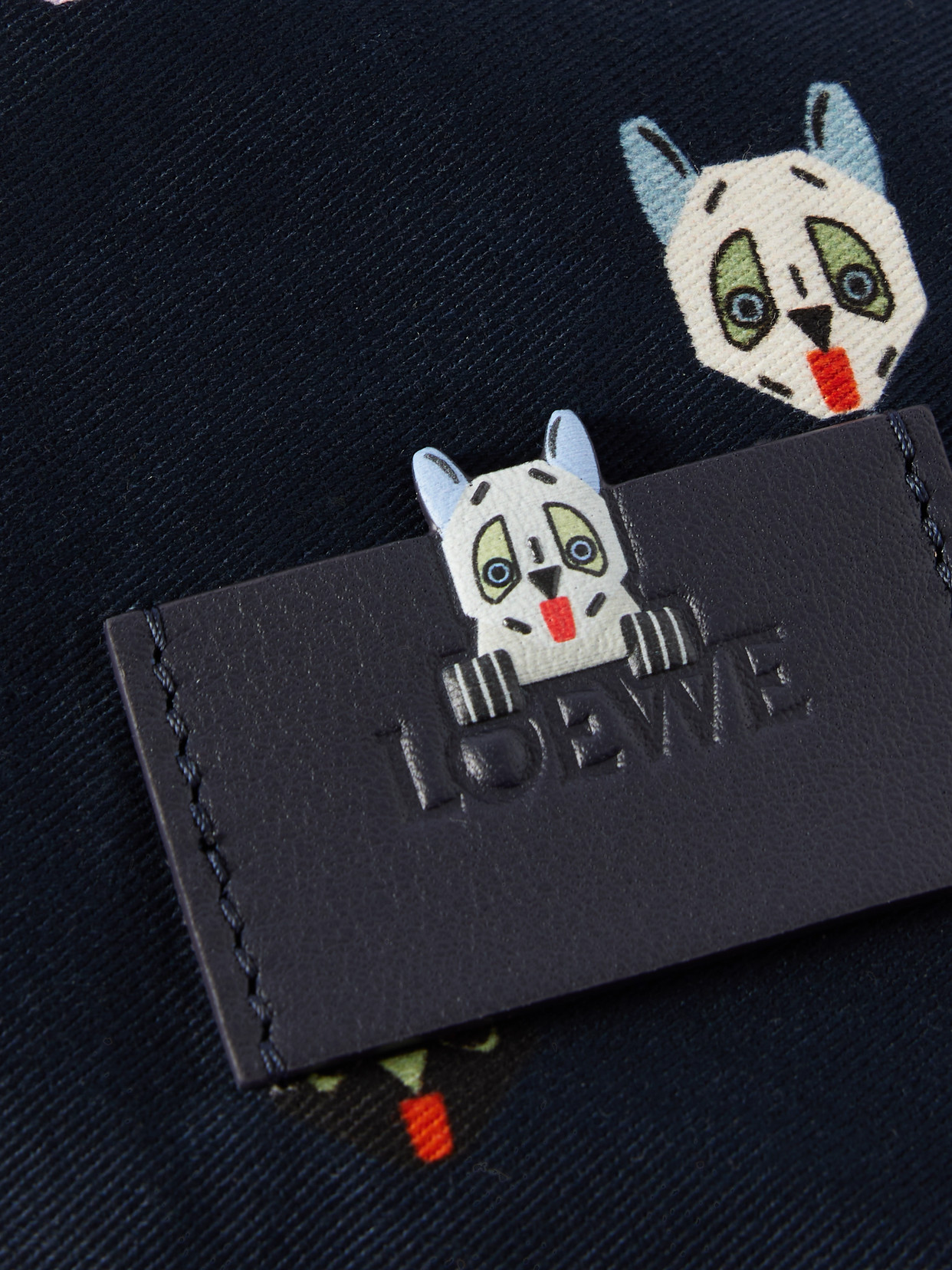 Loewe Leather-trimmed Printed Cotton-twill Pouch In Multi