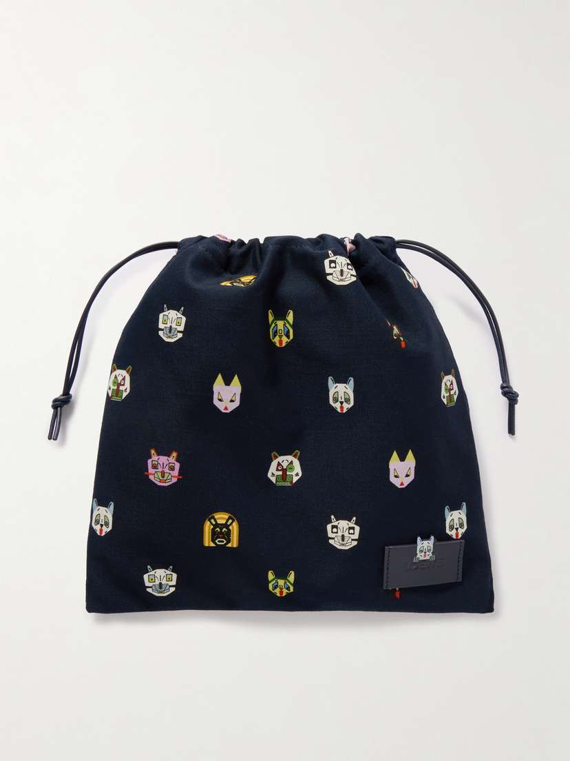 Loewe + Louis Wain Leather-trimmed Printed Cotton-twill Pouch