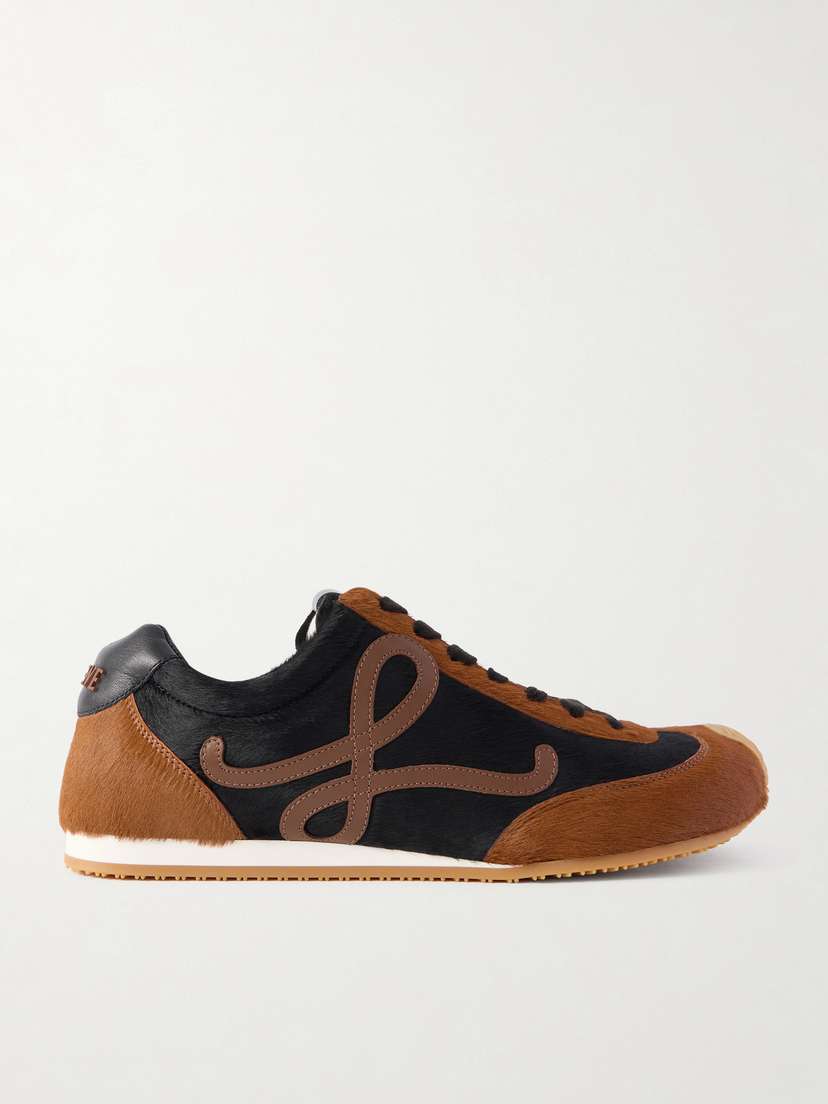 Loewe Ballet Runner 2.0 Logo-appliquéd Calf Hair And Leather Sneakers