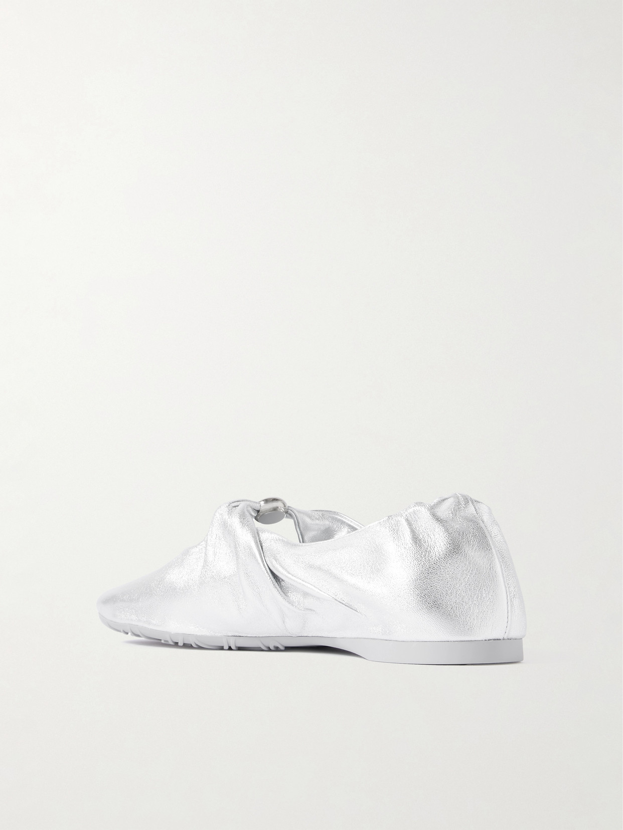 Loewe Pebble Metallic Leather Ballet Flats In Silver