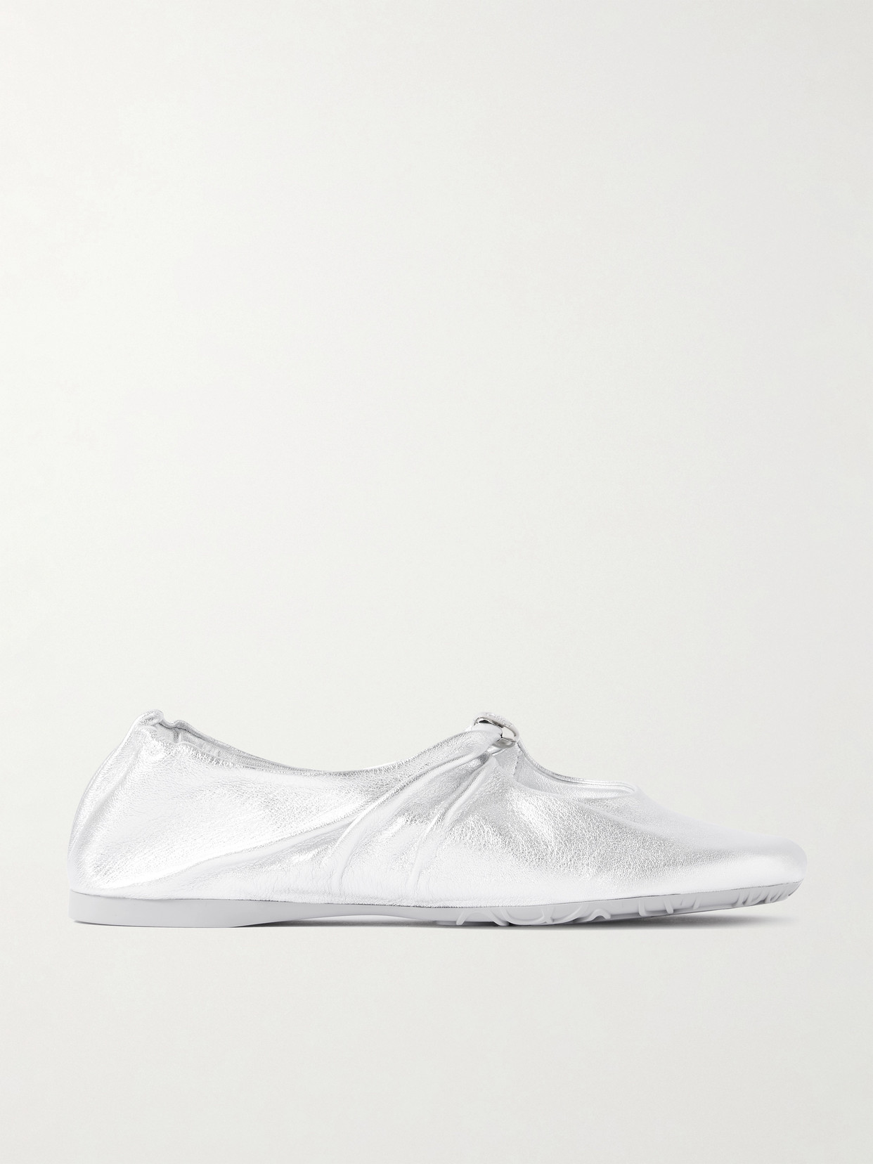 Loewe Pebble Metallic Leather Ballet Flats In Silver