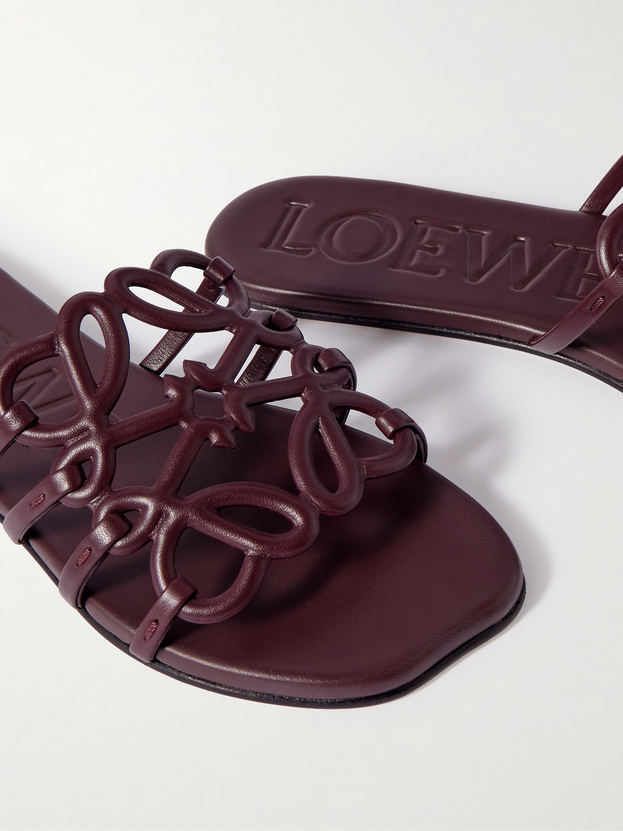 Loewe Petal Anagram Leather Slides In Animal Print