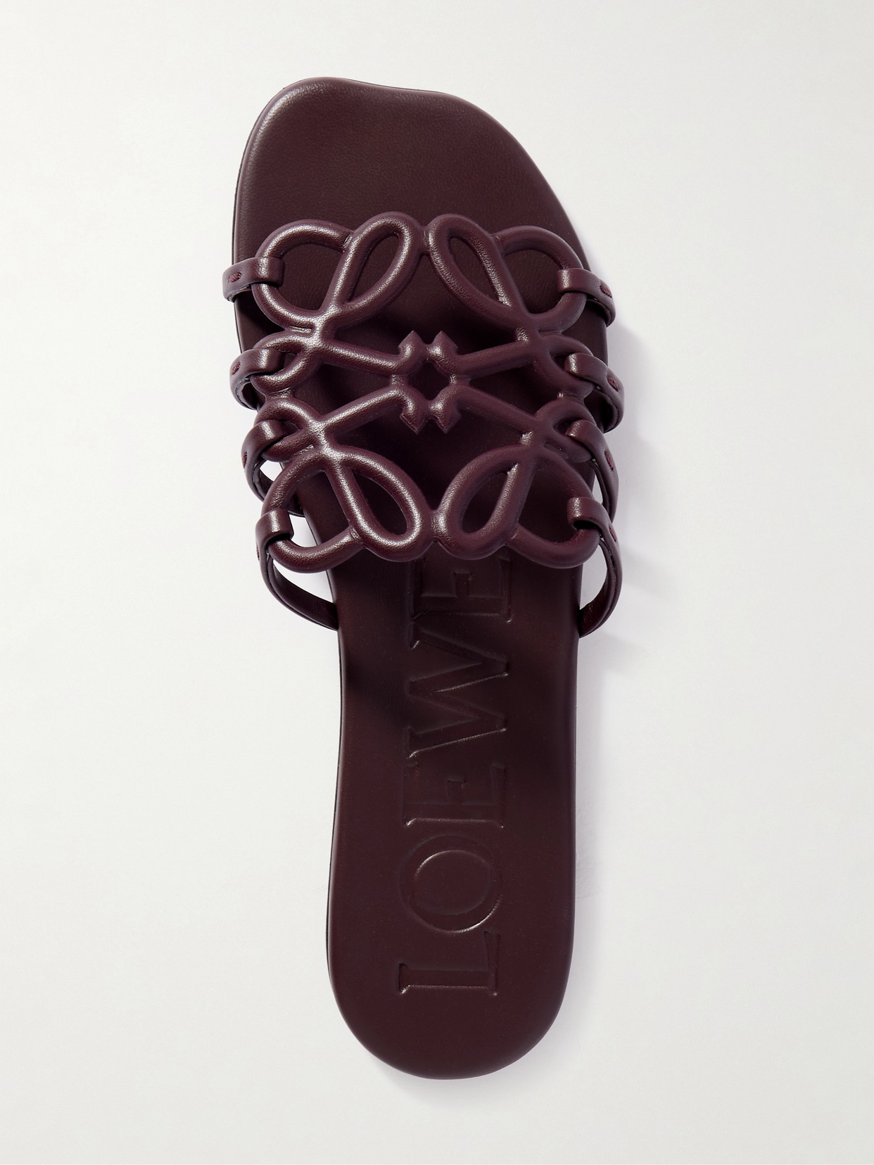 Loewe Petal Anagram Leather Slides In Animal Print