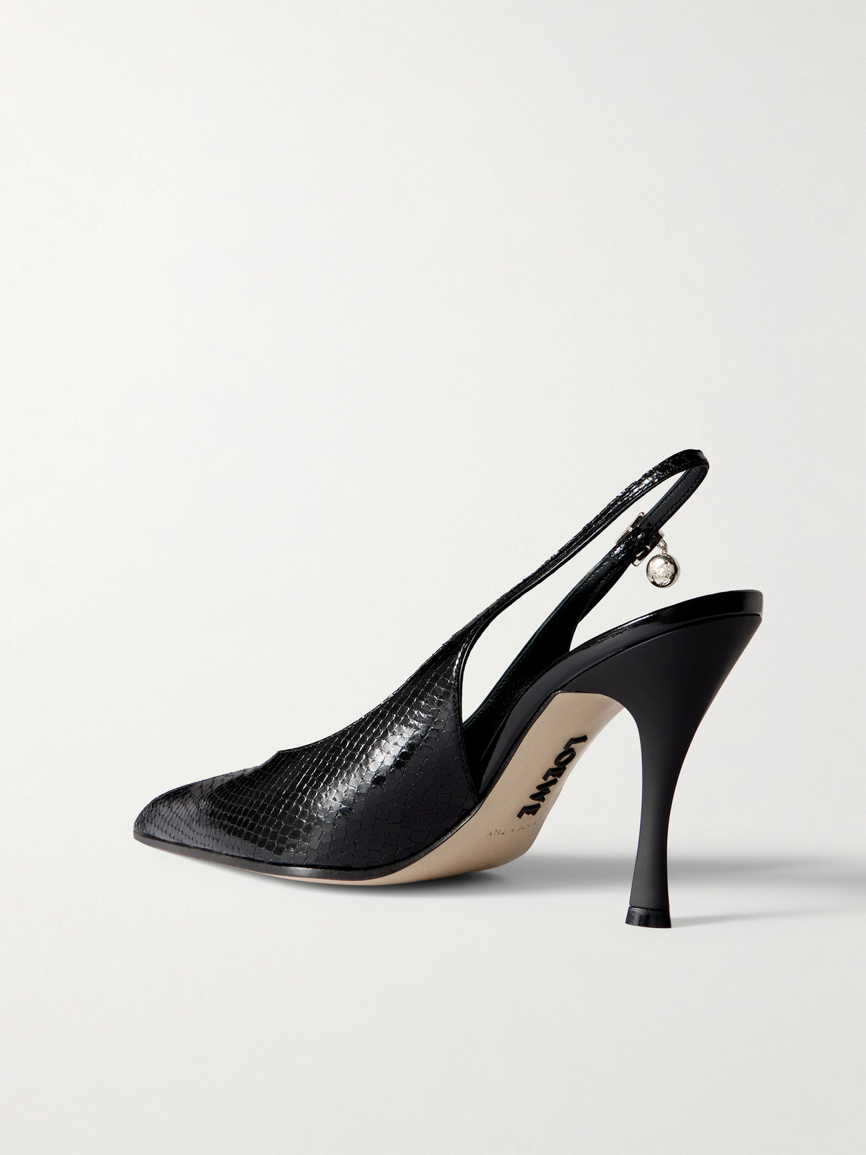Loewe New Comic Embellished Paneled Leather Slingback Pumps In Black