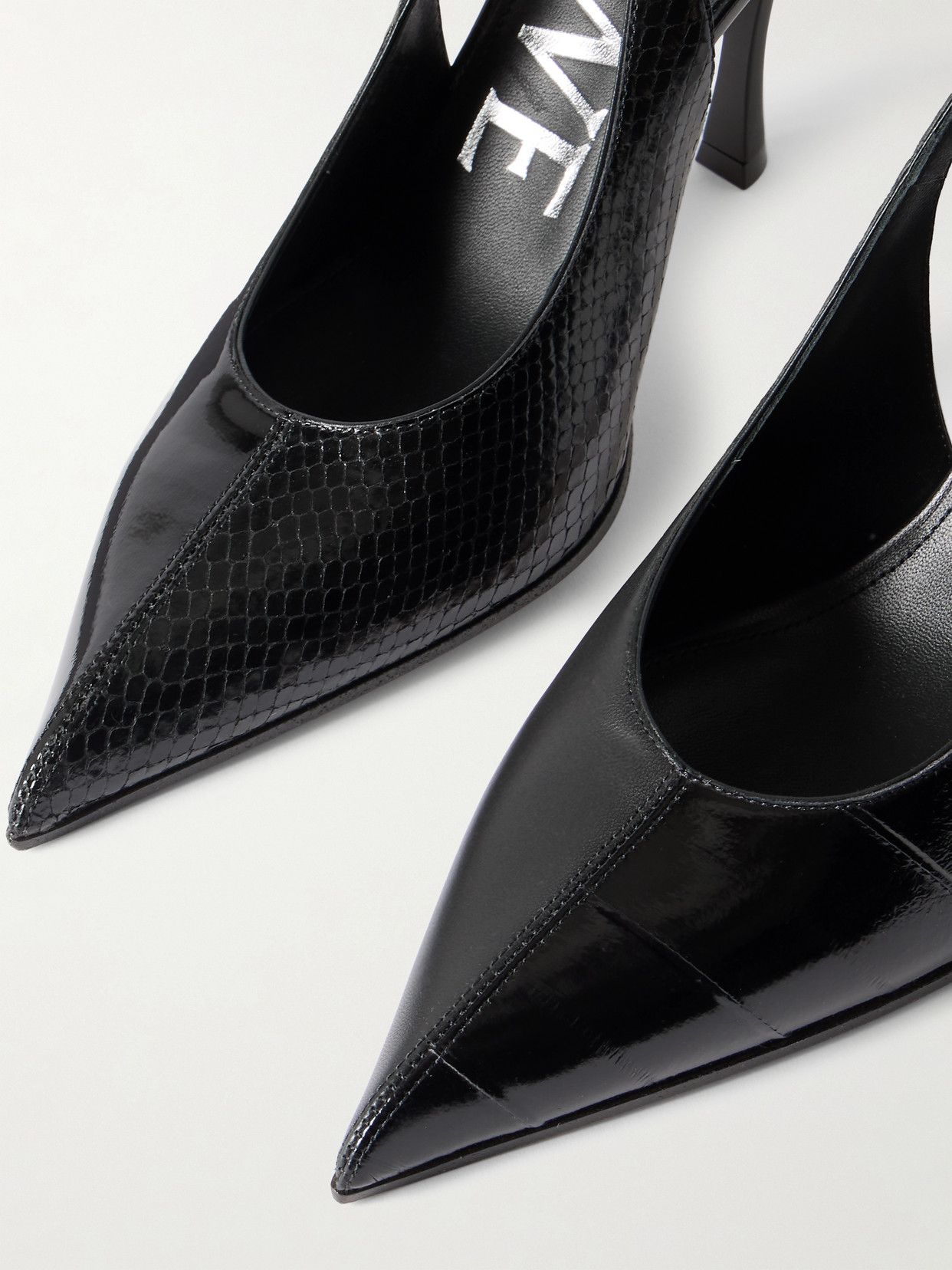 Loewe New Comic Embellished Paneled Leather Slingback Pumps In Black