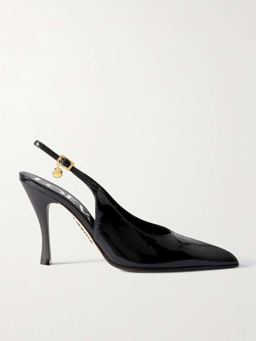 Loewe New Comic Embellished Paneled Leather Slingback Pumps