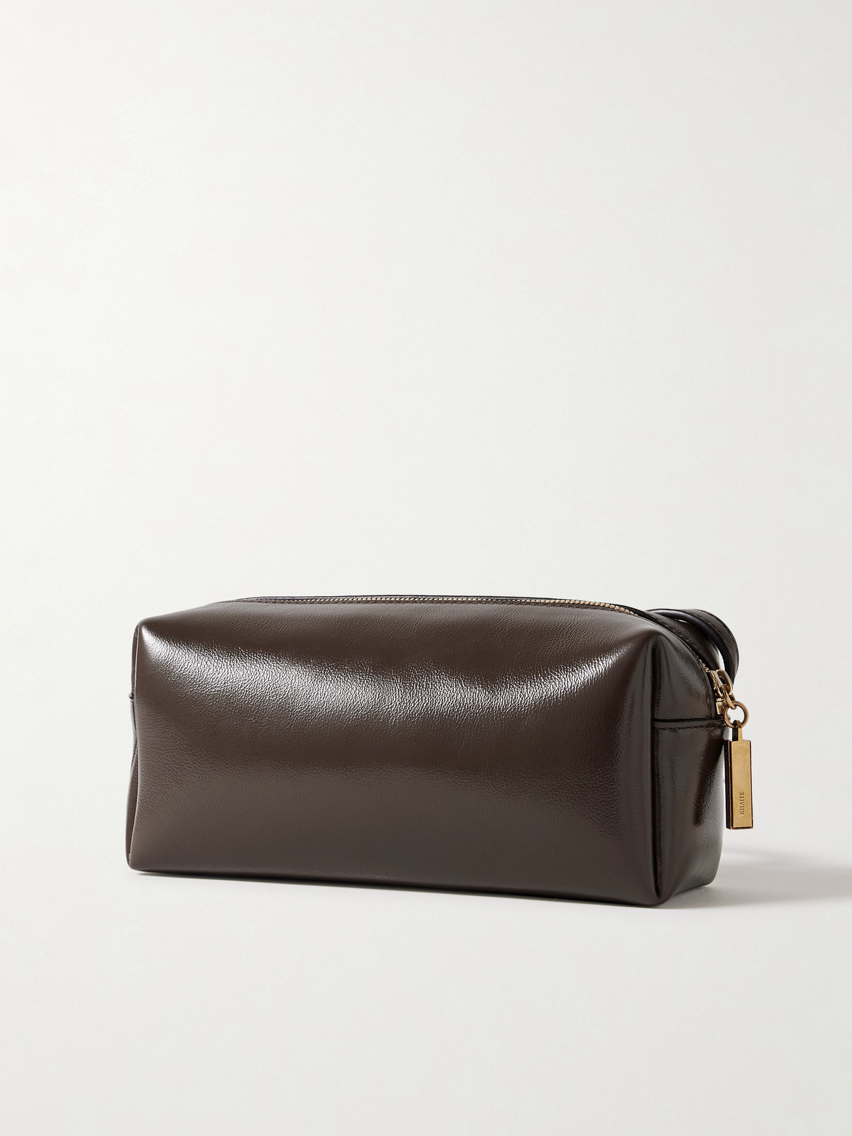 Khaite Kye Glossed-leather Shoulder Bag In Brown