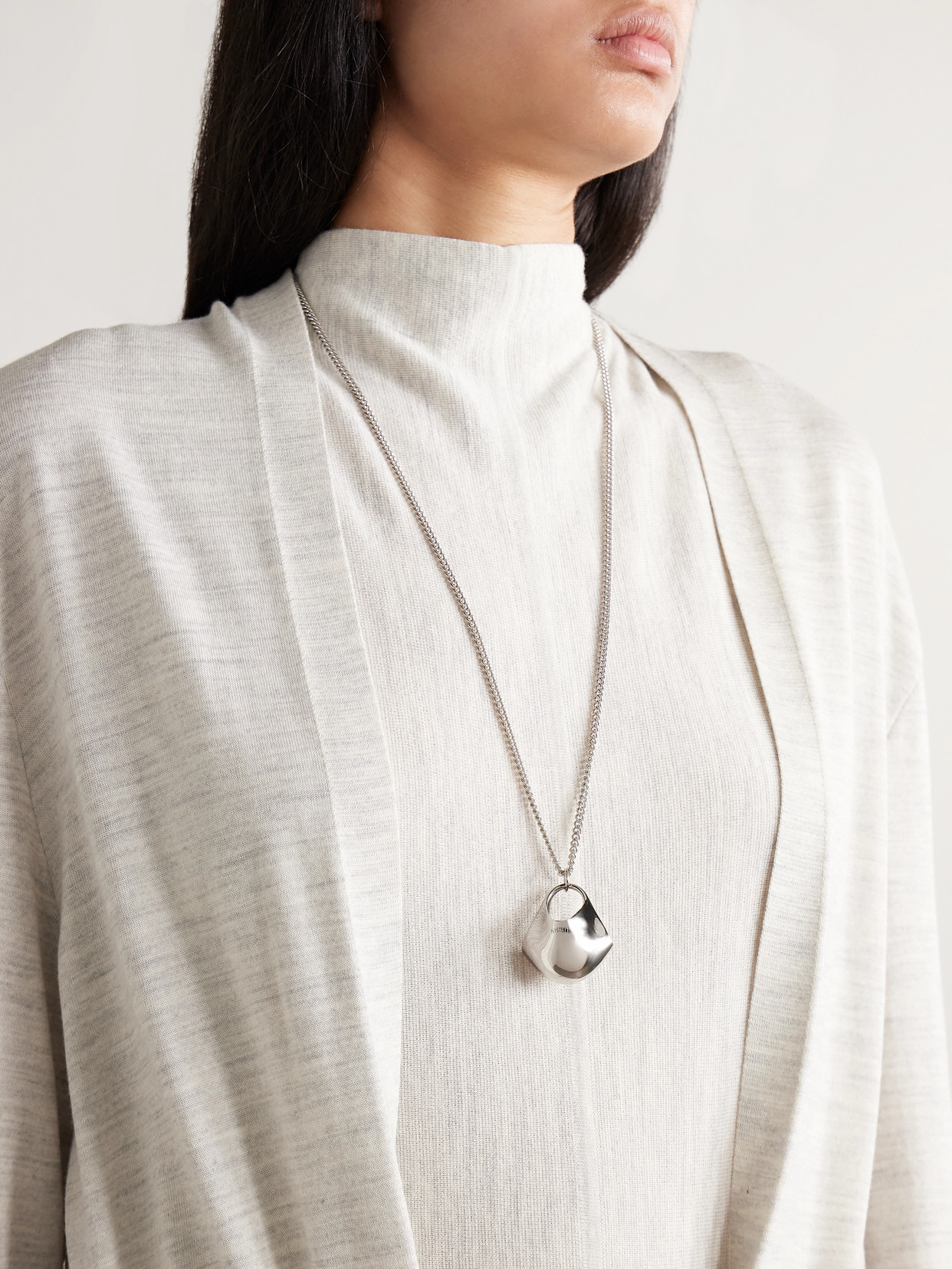 Khaite Lotus Small Silver-tone Necklace In White