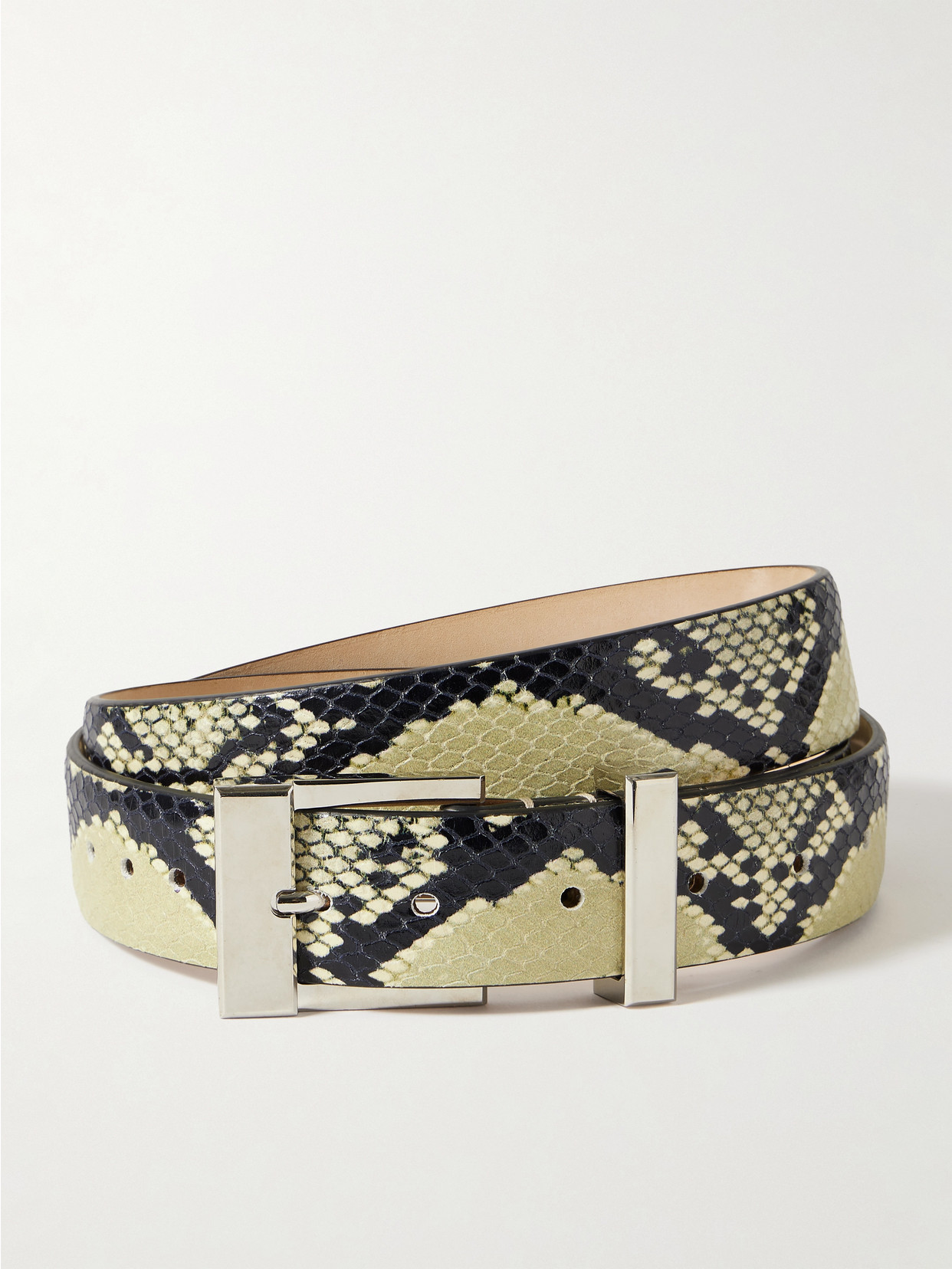 Khaite Mahattan Snake-effect Leather Belt In Animal Print