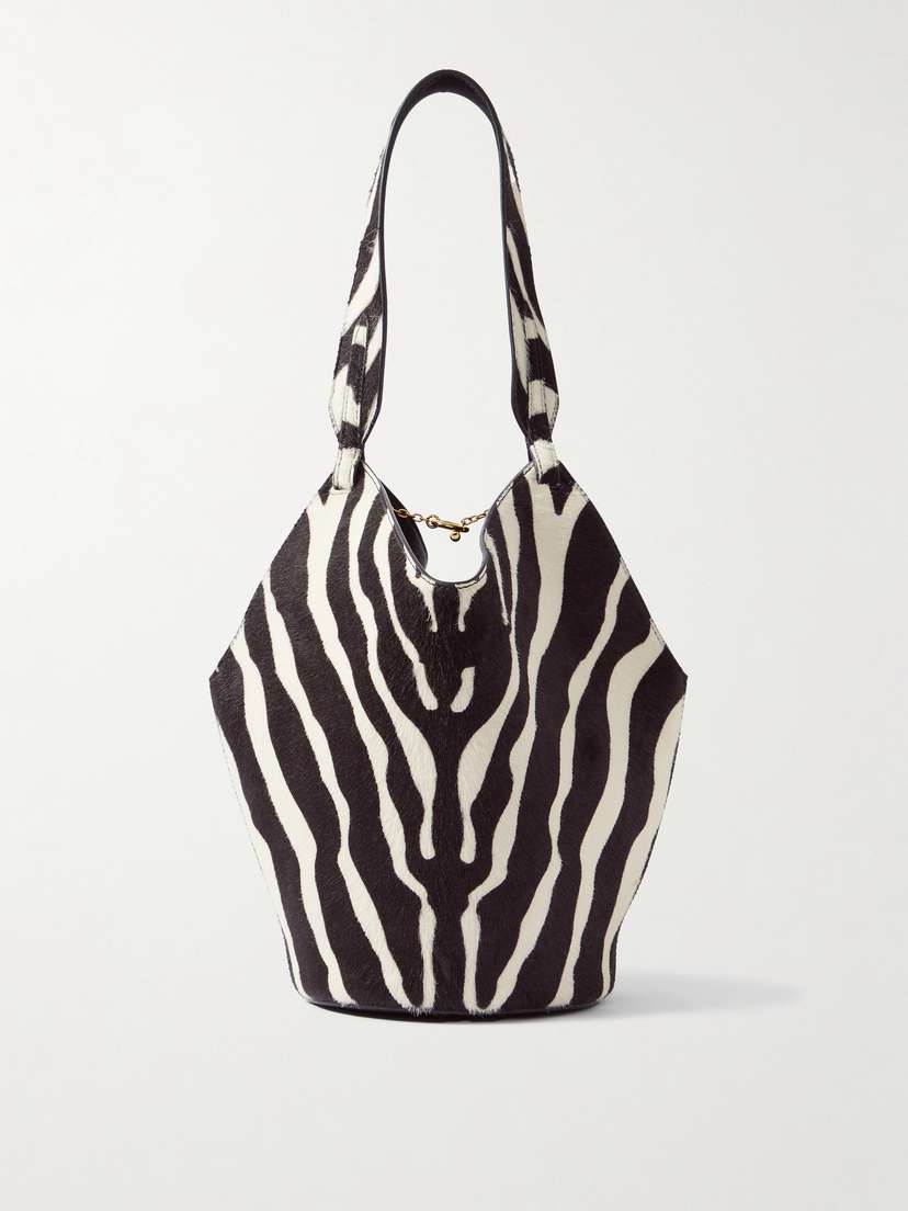 Khaite Lotus Mini Zebra-print Calf Hair And Suede Tote