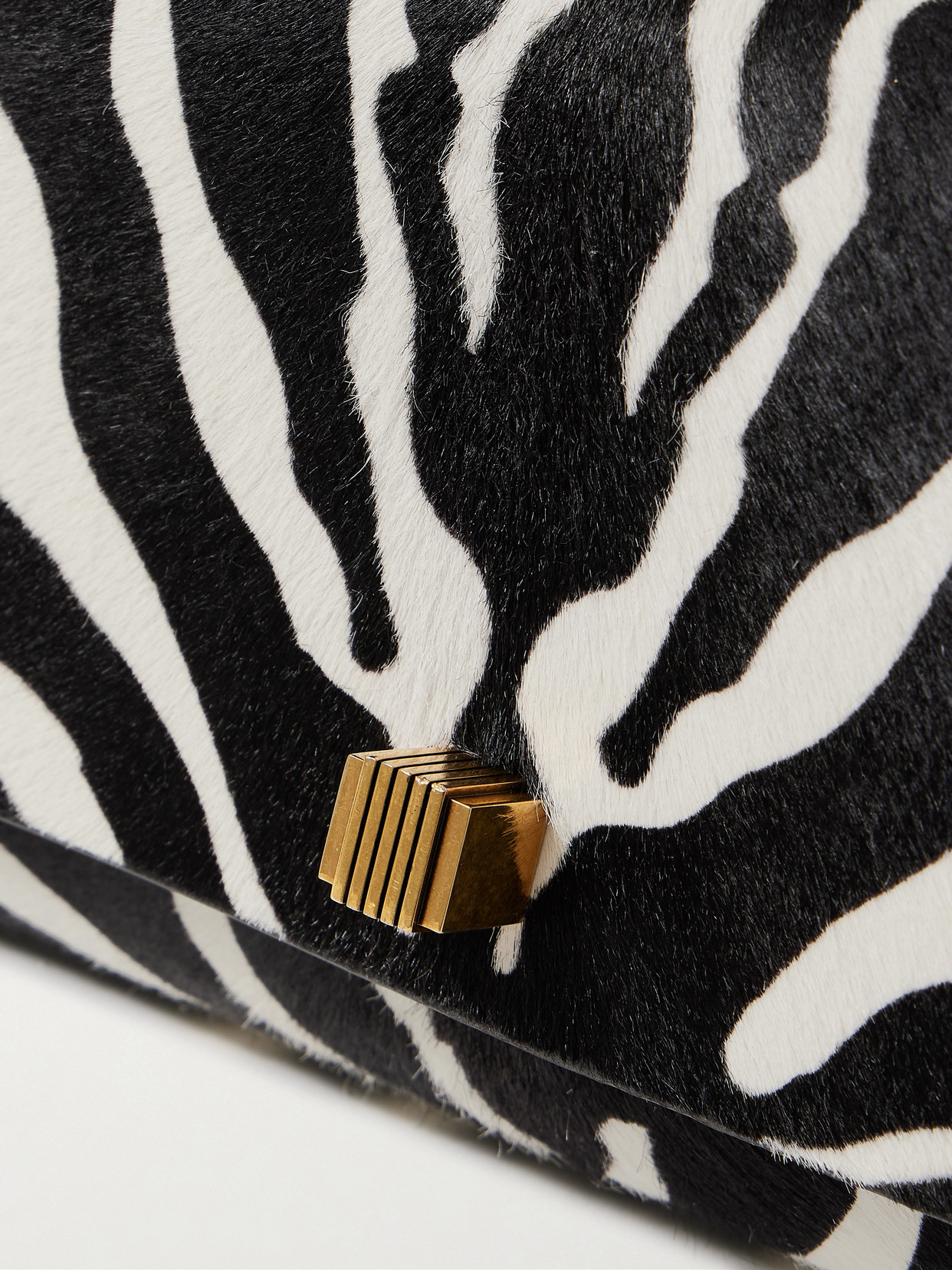 Khaite Audrey Zebra-print Calf Hair Clutch In Multi