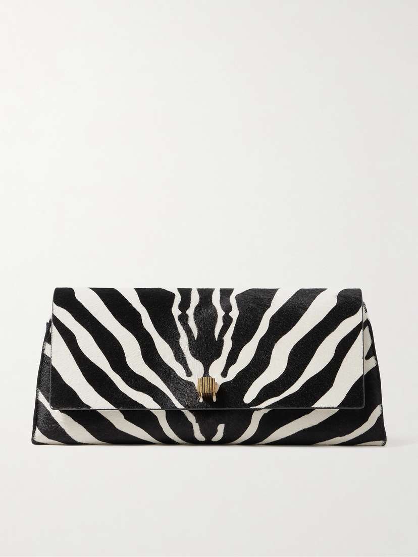Khaite Audrey Zebra-print Calf Hair Clutch