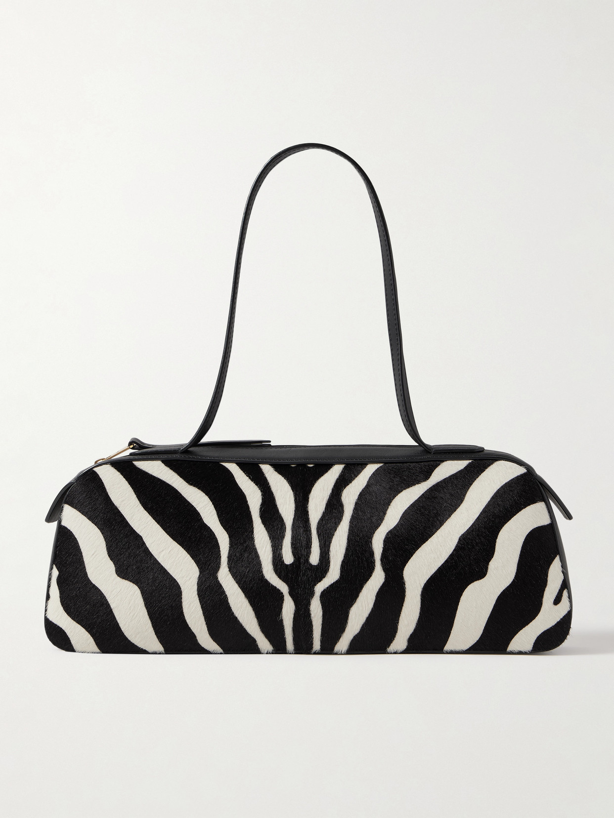 Khaite Simona Leather-trimmed Zebra-print Calf Hair Shoulder Bag In Multi